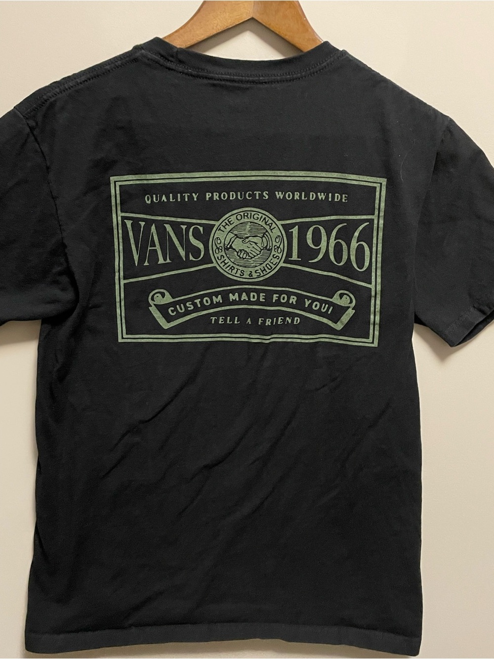 Vans Black Short Sleeve Tee with Green Graphic Classic Fit Men’s Small